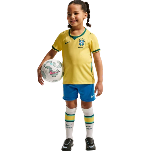 Brazil Home World Cup I Jersey 2026 - Kids Kit - front view