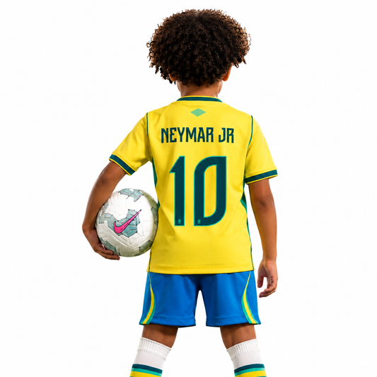 Brazil Home World Cup I - #NEYMAR JR - 10 Jersey - Kids Kit - front view