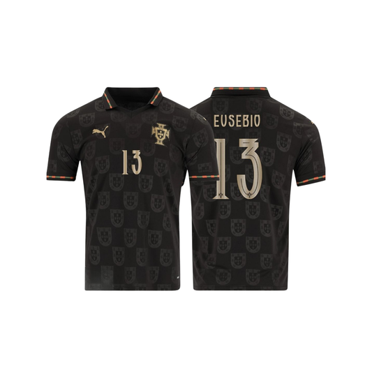 Portugal World Cup Black Panther #13 Eusebio Jersey - Fan - front view