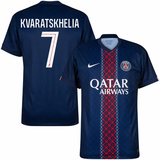 PSG Home Jersey 2025/26 Kvaratskhelia #7 - Fan - front view